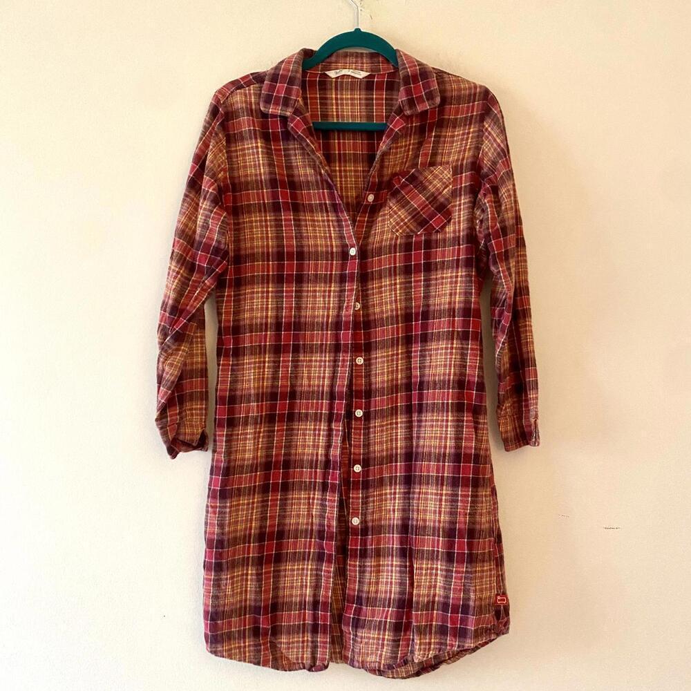 WOOLRICH pink orange plaid flannel dress